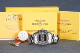 GENTLEMENS BREITLING AIRWOLF WRISTWATCH W/ PAPERS & SPARE LINKS REF. A78363, circular two tone