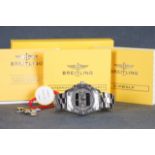 GENTLEMENS BREITLING AIRWOLF WRISTWATCH W/ PAPERS & SPARE LINKS REF. A78363, circular two tone