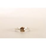 Cognac diamond ring, set with a single cognac diamond to the centre, 4 claw set, diamond set