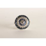 Sapphire and Diamond Ring, centre set with a diamond, surrounded by calibre cut sapphires and