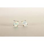 Pair of Ethiopian Opal Stud Earrings, each set with an oval cut ethiopian opal, 4 claw set,