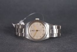 GENTLEMENS ROLEX OYSTER SHOCK RESISTING WRISTWATCH REF. 6082, circular patina tobacco brown dial