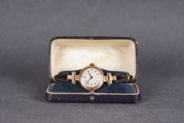 LADIES ROLEX ADMIRALTY 9CT GOLD COCKTAIL WATCH W/ BOX CIRCA 1917, circular guilloche dial with black