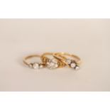 (3) Three 18ct diamond rings including an old cut diamond three stone diamond ring ETDW 0.28ct,