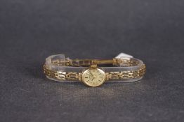 LADIES ROTARY 9CT GOLD WRISTWATCH, oval gold dial with gold hour markers and hands, 14mm 9ct gold
