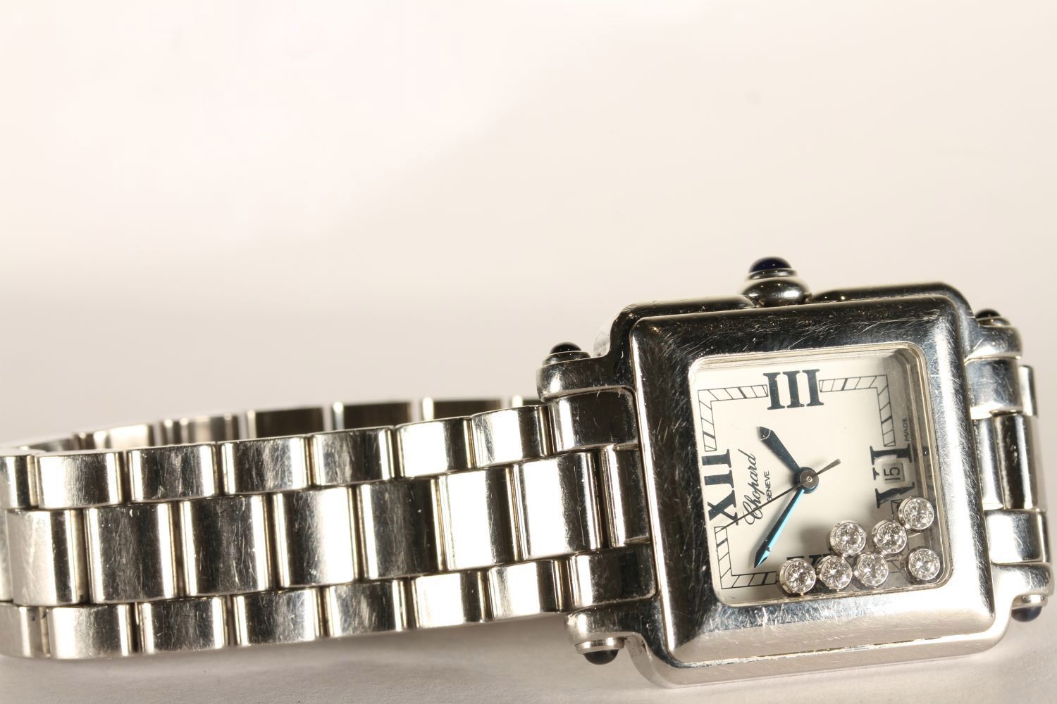 LADIES CHOPARD HAPPY SPORT WRISTWATCH REF 27/8349-23 W/PAPERWORK, square white dial with roman - Image 2 of 6