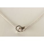 Cartier Love Necklace, 2 interlocking rings, stamped 18ct white gold, lobster clasp, approximate