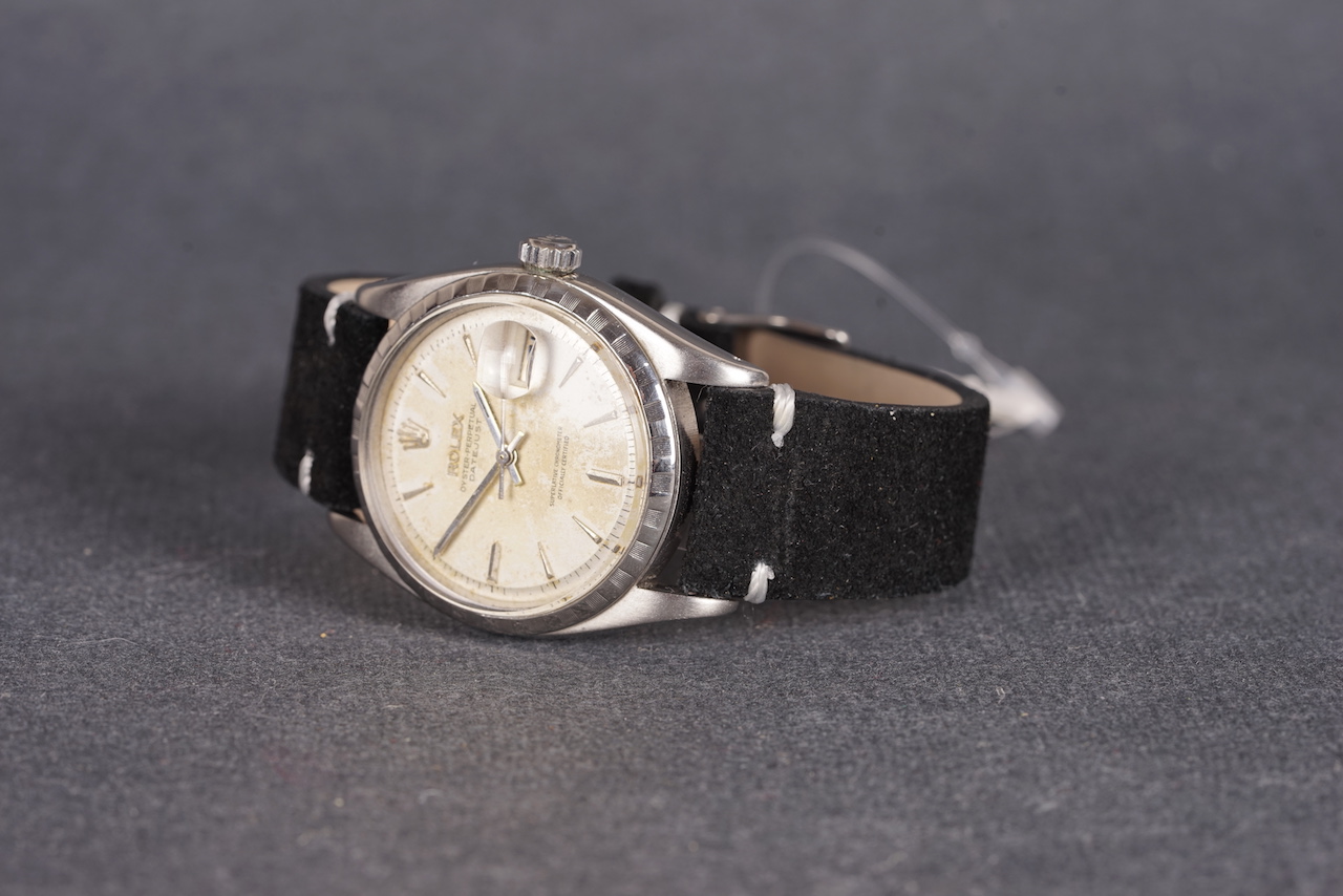 GENTLEMENS ROLEX OYSTER PERPETUAL DATEJUST WRISTWATCH REF. 6605 CIRCA 1959, circular patina dial - Image 2 of 3