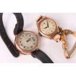 2x 9ct vintage watches, Reliont ladies with bracelet, 9ct case, the other with9ct and black