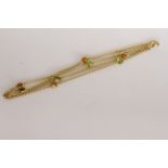 Peridot and Citrine set chain, 9ct chain set with four round cut peridot and four round cut citrine,