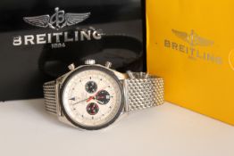 GENTLEMEN'S BREITLING CHRONO-MATIC CHRONOMETRE REFERENCE A14360 W/BOX, oversize white dial with