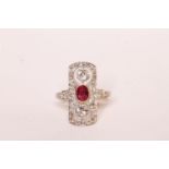 Fine Quality Victorian Ruby and Diamond Panel Ring