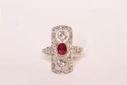 Fine Quality Victorian Ruby and Diamond Panel Ring