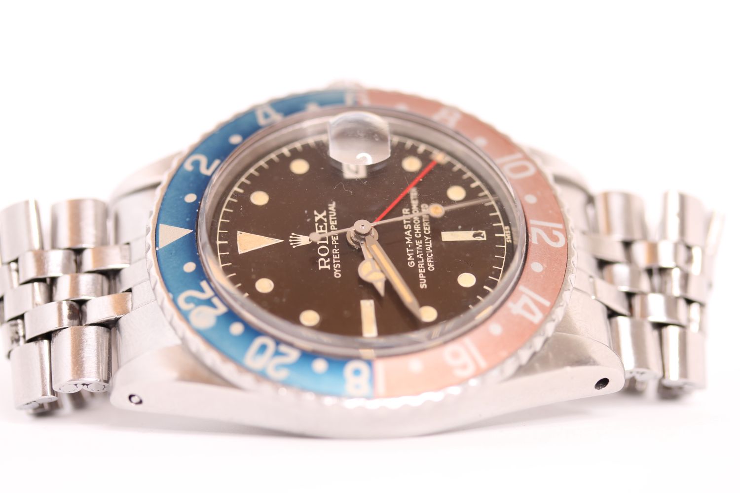 VINTAGE ROLEX OYSTER PERPETUAL GMT MASTER REFERENCE 1675 CIRCA 1961, circular tropic gilt chapter - Image 2 of 7