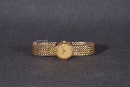 LADIES ZENITH 9CT GOLD COCKTAIL WATCH, circular gold dial with dot hour markers and hands, 19mm