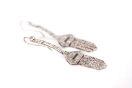 1.60ct Diamond Panel Drop Earrings, brilliant cut diamonds set to articulated panel drops, total