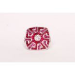 Ruby and Diamond Aztec-Style Dress Ring
