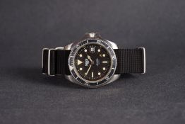 GENTLEMENS HEUER MONNIN QUARTZ DIVERS WRISTWATCH 844 CIRCA 1979, circular black dial with green lume