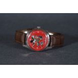 GENTLEMENS ORIS WRISTWATCH, circular red micky mouse dial with hour markers and hands, 35mm