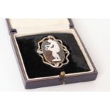 Fine Victorian Cameo and Snake Brooch, carved Hardstone cameo depicting a female, set within a