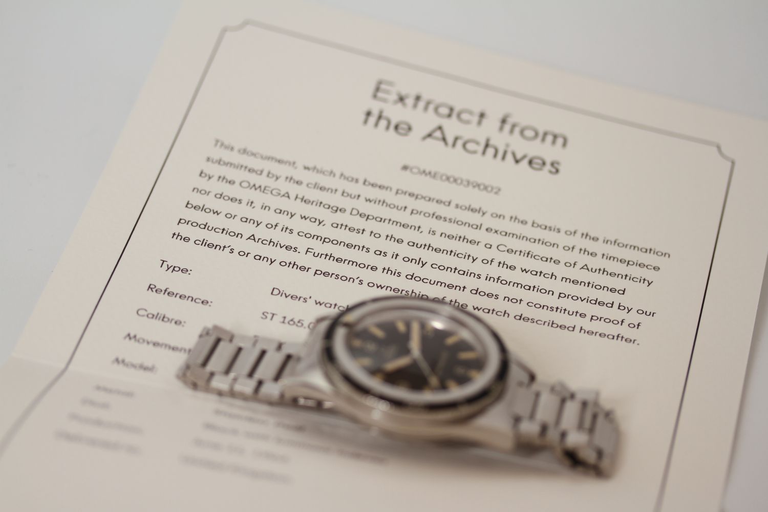 VINTAGE OMEGA SEAMASTER 300 REFERENCE ST 165.014 CIRCA 1964 WITH ARCHIVE PAPERWORK, circular black - Image 4 of 5