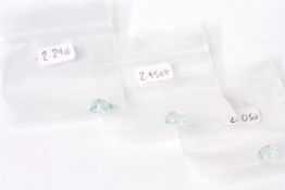 3x Aquamarine oval cuts, 2.29ct / 2.45ct / 2.05ct