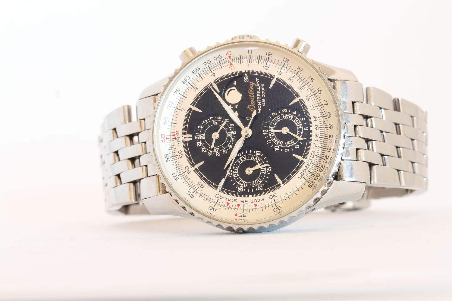 BREITLING MONTBRILLIANT 1461 JOURS MOON PHASE REFERENCE A19030, circular two tone dial, three - Image 4 of 5