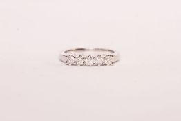 5 Stone Diamond Ring, set with 5 round brilliant cut diamonds