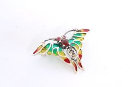 Winged Insect Brooch, set with rubies and marcasites