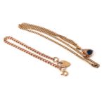 9ct curb link chain with swivel fob, 20.1g gross, together with a 9ct rose gold curb link