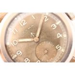 VINTAGE CYMA WWW MILITARY WRISTWATCH, circular patina dial with Arabic numerals, subsidary seconds