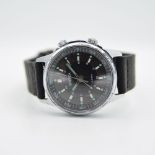 *TO BE SOLD WITHOUT RESERVE* GENTLEMAN'S VINTAGE SEKONDA MECHANICAL ALARM, BLACK DIAL, 36MM CASE,