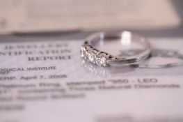 0.55ct Three stone diamond ring, Leo diamonds, estimated total weight 0.55ct, with IGI certificate