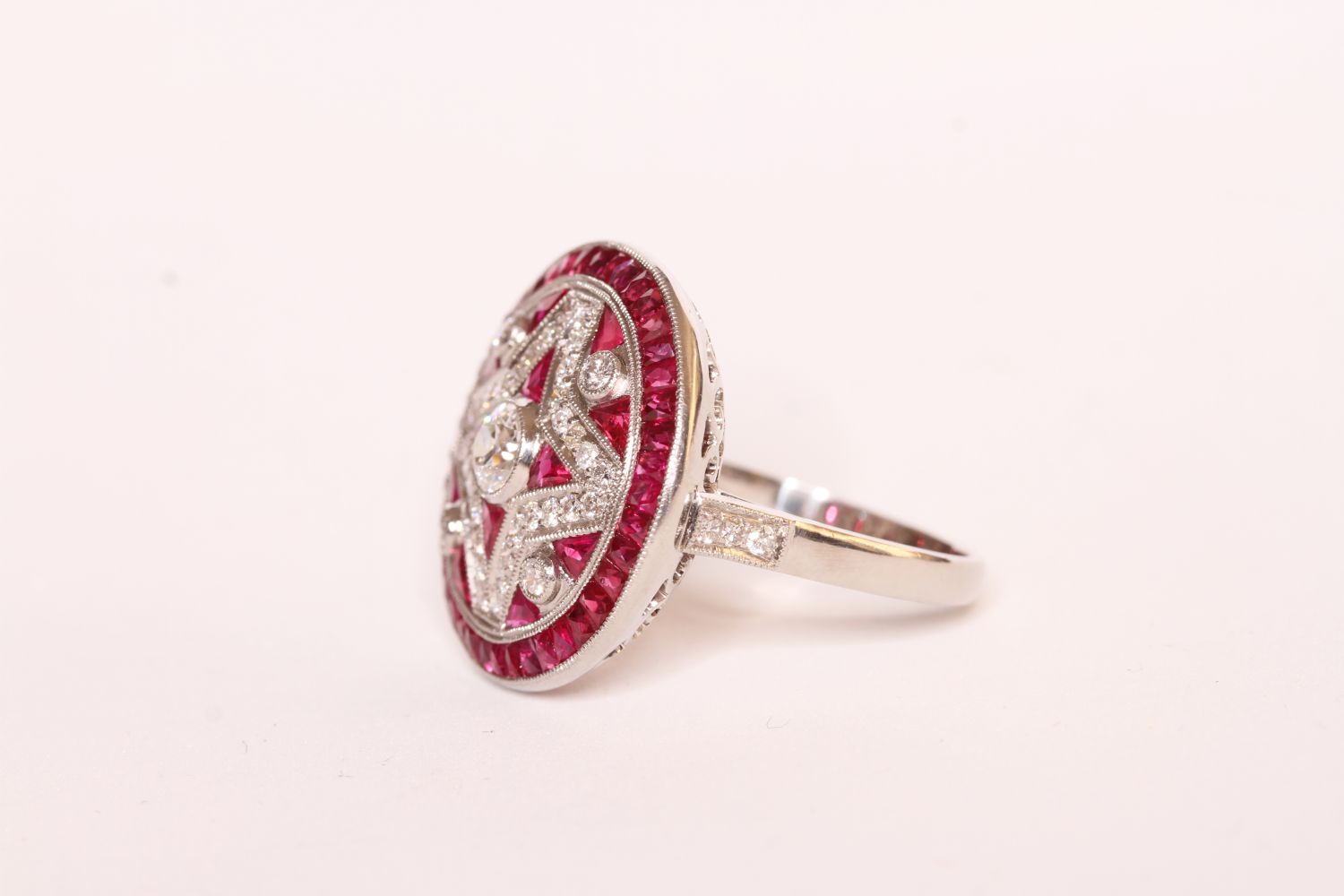Ruby and Diamond Star Shaped Pattern Dress Ring - Image 2 of 3