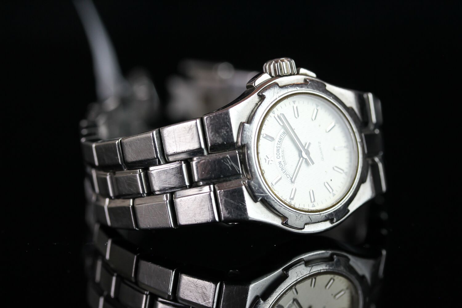 LADIES VACHERON CONSTANTIN OVERSEAS WRISTWATCH, circular silver dial with silver hour markers and - Image 2 of 4