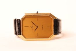 GENTLEMEN'S OMEGA CONSTELLATION OVERSIZE WRISTWATCH, rectangular champagne dial with a raised