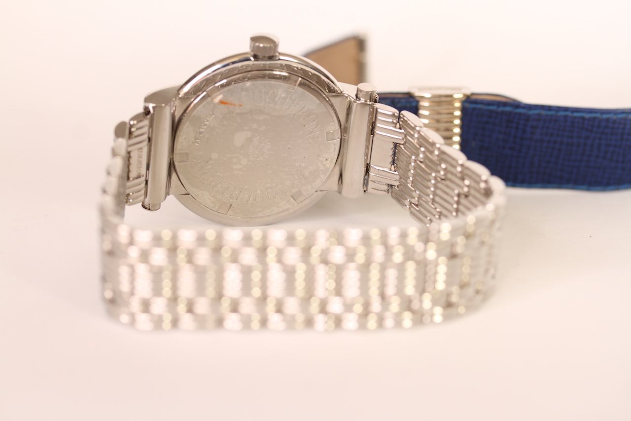 BOUCHERON WRISTWATCH, circular blue dial, stainless steel case with rotating outer bezel, - Image 2 of 2