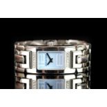 RARE LADIES AUDEMARS PIGUET PROMESSE WRISTWATCH REF E11963, rectangular baby blue dial with straight