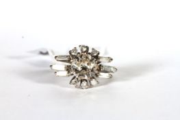 18CT DIAMOND CLUSTER RING,CENTRE STONE ESTIMATED AS 1.92CT ,stamped 750, total weight 5.37 gms, ring