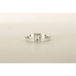 Boodles Diamond Ring, centre set with a single emerald cut diamond 0.91ct, G colour, VSI clarity,
