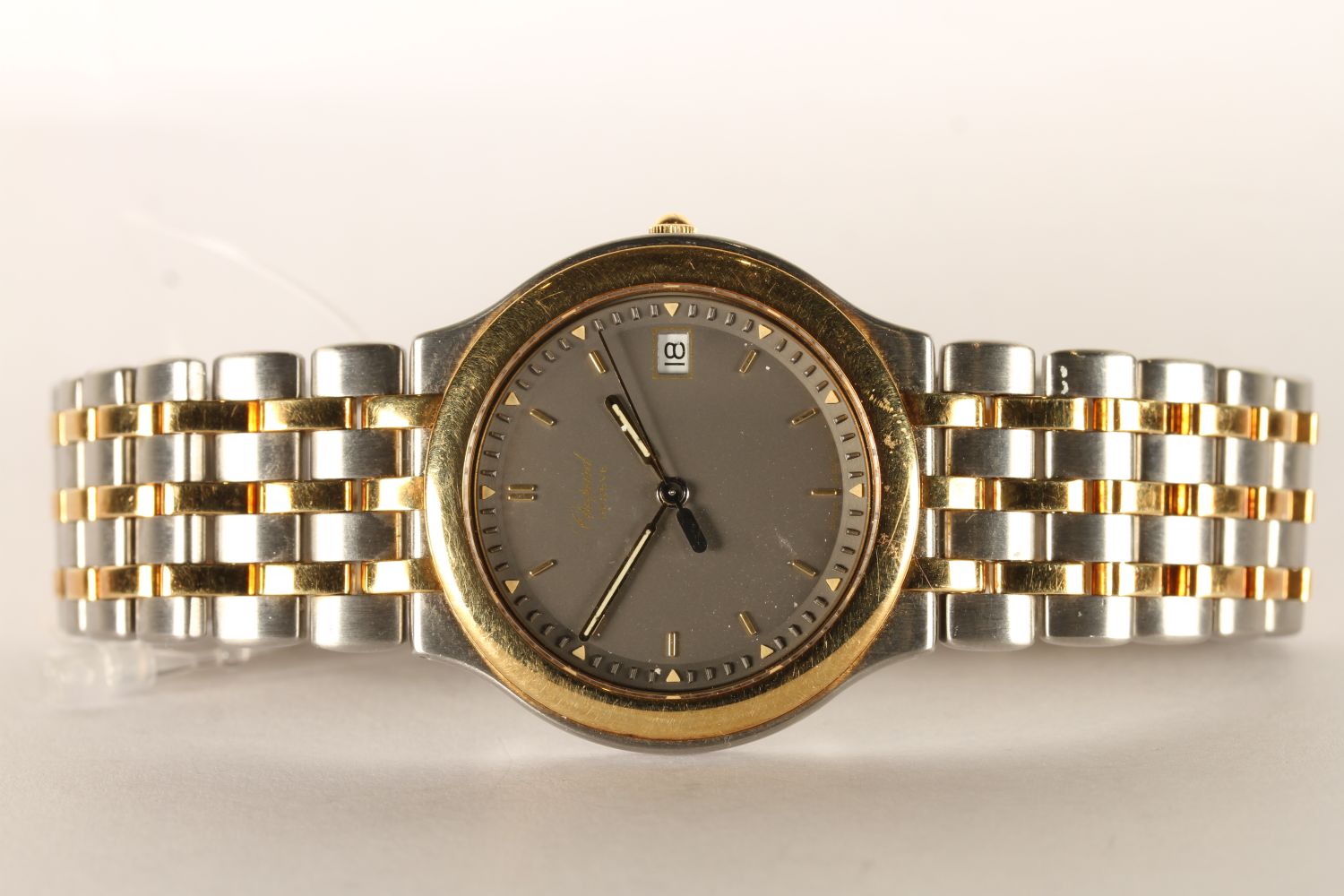 UNISEX CHOPARD BI COLOUR MONTE CARLO WRISTWATCH, circular grey dial with gold baton hour markers and - Image 2 of 5
