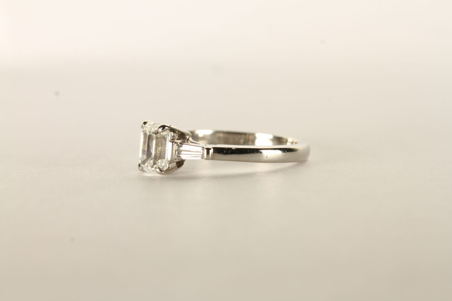 Boodles Diamond Ring, centre set with a single emerald cut diamond 0.91ct, G colour, VSI clarity, - Image 2 of 4