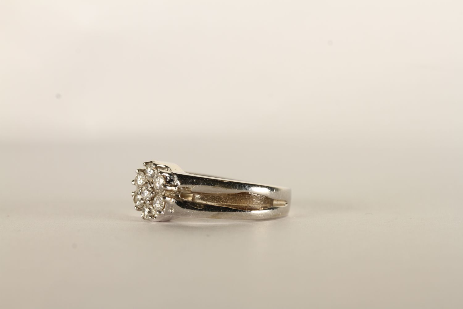 Diamond Flower Ring, set with 7 round brilliant cut diamonds, claw set, finger size F. please note - Image 2 of 2