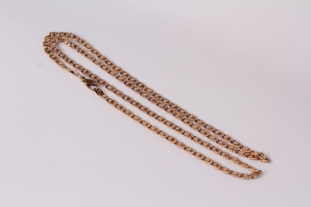 9ct Fancy FLat Link Chain, approximately 56cm long, 12.7g gross