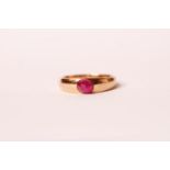 Victorian cabochon ruby dress ring, single cabochon cut ruby, approximately 5.3 x 4.7 x 4.2mm, set