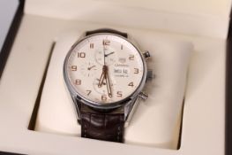 GENTLEMEN'S TAG HEUER CARRERA REFERENCE CV2A1AC W/BOX + PAPERS, cream dial, rose gold Arabic