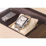 GENTLEMENS ZENITH PORT ROYAL V WRISTWATCH REF 03.0550.400/02 W/BOX & PAPERS, rectangular silver tone