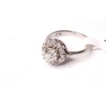 1.10ct Old cut diamond cluster ring, central old cut diamond estimated 1ct, I/J - SI, claw set