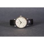 GENTLEMENS JAEGER LE COULTRE OVERSIZE WRISTWATCH, circular off white dial with applied silver