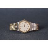 GENTLEMENS EBEL SPORTS CLASSIQUE STEEL & GOLD WRISTWATCH W/ BOOKLET, circular off white dial with